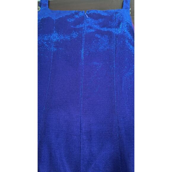 Vintage Y2K Betsy & Adam Formal Dress Women's Sz 10 Blue Sparkle Metallic Maxi - Picture 7 of 16